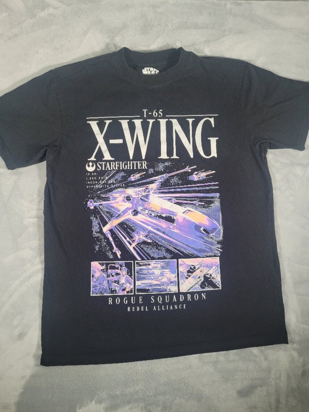 Star Wars T-Shirt Size Large X-Wing Starfighter Rogue Squadron Black Mad Engine